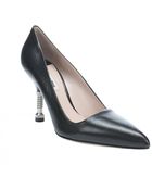 Miu Miu Black Leather Screw-Detailed Pumps - Lyst
