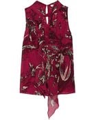 Oscar de la Renta Draped Silk Top - Lyst
