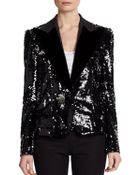 Dolce & Gabbana Velvetlapel Sequin Blazer - Lyst