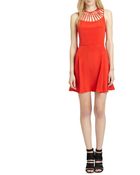 Parker Sarah Lattice Trim Silk Dress - Lyst