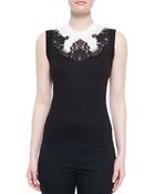 Dolce & Gabbana Bicolor Lace Applique Sweater - Lyst