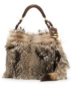 Prada Fox Fur Hobo Bag - Lyst