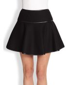 RED Valentino Leather Trim Skater Skirt - Lyst