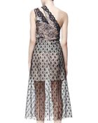 Stella McCartney Oneshoulder Rosebud Lace Dress Black - Lyst