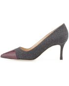 Manolo Blahnik Bb Flannel Cap-Toe Pump - Lyst