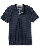 Banana Republic Navy Stripe Button-Loop Henley - Lyst
