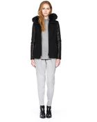 SOIA & KYO Kasia Black Short Wool Jacket With Fur Hood - Lyst