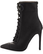 Jeffrey Campbell Elphaba Grainy Leather Lace-Up Bootie - Lyst