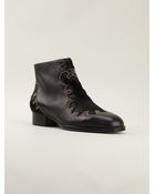 See By Chloé Studded Calf Hair And Leather Ankle Boots - Lyst