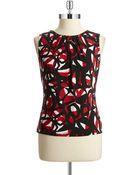 Calvin Klein Petite Patterned Pleat Front Top - Lyst