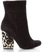 Schutz Black Embellished Block Heel Booties - Lyst