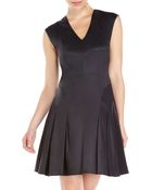 Rebecca Taylor Black V-Neck Fit & Flare Dress - Lyst