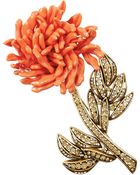 Oscar de la Renta Gold-Tone, Crystal And Resin Brooch - Lyst