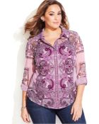 Inc International Concepts Plus Size Tab-Sleeve Paisley-Print Shirt - Lyst