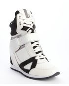 Rachel Zoe White And Black Leather 'Geri' Wedge Heel High Top Sneakers - Lyst