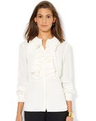 Lauren by Ralph Lauren Long-sleeve Ruffled Blouse - Lyst
