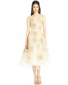 Oscar de la Renta Lame Bow Embroidered Tulle Dress - Lyst