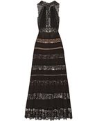 Elie Saab Paneled Lace and Cottonblend Georgette Gown - Lyst