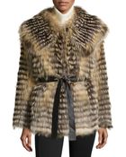 Gorski Fox Fur Leather-Belt Jacket - Lyst