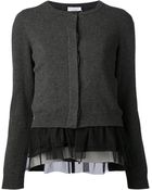 Brunello Cucinelli Cashmere Cardigan With Silk Organza - Lyst