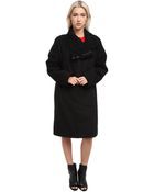 Helmut Lang High Collar Wool Coat - Lyst