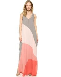 Halston Heritage Colorblock Flowing Gown - Gravel/Powder/Blush/Melon - Lyst