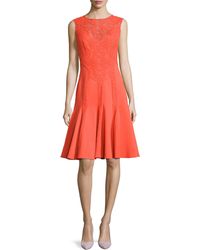 Tadashi Shoji Lace-Detail Fit & Flare Dress - Lyst