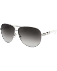 Guess Women'S Aviator Silver-Tone Sunglasses - Lyst