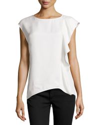 Halston Heritage Flounce Ruffle Shantung Top - Lyst