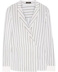 Tibi Wrap-Effect Striped Silk Crepe De Chine Top - Lyst