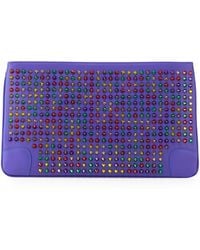 Christian Louboutin Loubiposh Multicolor Spiked Clutch Bag - Lyst