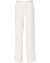 Halston Heritage Faux Leather-Trimmed Stretch-Woven Wide-Leg Pants - Lyst