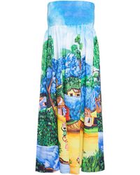 Stella Jean Cotton Bustier Dress - Lyst