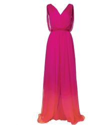 Matthew Williamson Ombre Spring Chiffon V-Neck Gown - Lyst