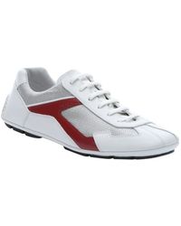 prada white and red sneakers