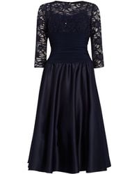 Eliza J Sweetheart Flared Dress with Lace Sleeves - Lyst