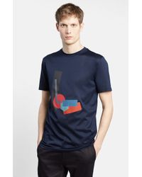 Lanvin Cotton Blend and Silk Organza T-shirt in Blue for Men | Lyst