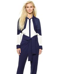 Jay Ahr Embroidered Beading Shirt - White/Blue - Lyst