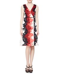Carolina Herrera Napoleon Leaves Devore Dress - Lyst