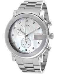 Gucci G-Chrono Diamonds Chronograph White Mop Dial Stainless Steel - Lyst