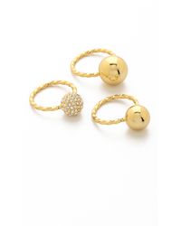 Giles & Brother Triple Twist Ball Ring - Gold/Clear - Lyst
