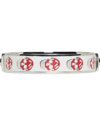 Alexander McQueen Red And White Enamel Small Skull Cuff - Lyst