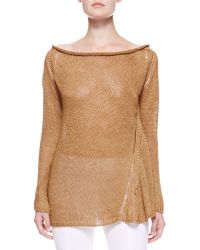 Donna Karan New York Slash-Neck Linen Top - Lyst