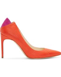 Brian Atwood Vermilion Snakeskin Mercury Pumps - Lyst