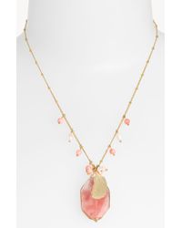 Cara Accessories Semiprecious Oval Pendant Necklace - Lyst
