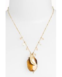 Cara Accessories Semiprecious Oval Pendant Necklace - Lyst