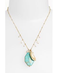 Cara Accessories Semiprecious Oval Pendant Necklace - Lyst