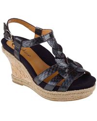 Earthies® Corsica Cork-Wrapped And Snake-Embossed Leather Wedge Sandals - Lyst
