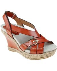 Earthies® Salerno Leather Slingback Wedge Sandals With Buckle Accent - Lyst