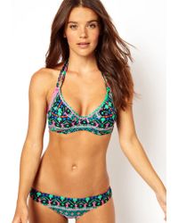 plunge halter fuller bust bikini asos aztec lasercut ruffle heart lyst